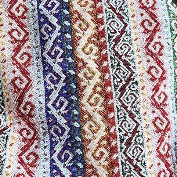 Colorful Handmade Aztec Printed Handbag with Bamboo Handle - Picture 5 of 6